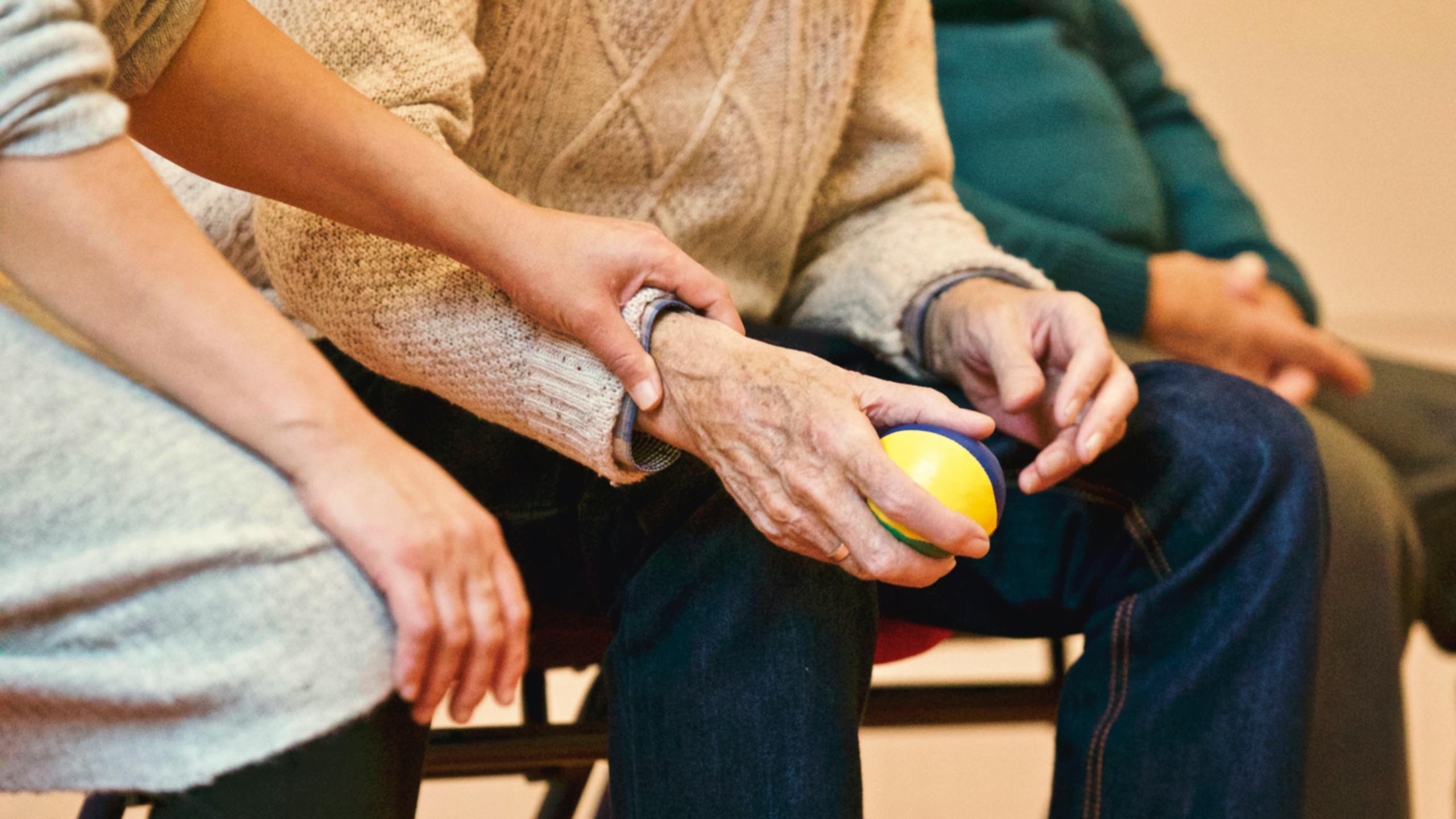 Somebody holding a stress ball